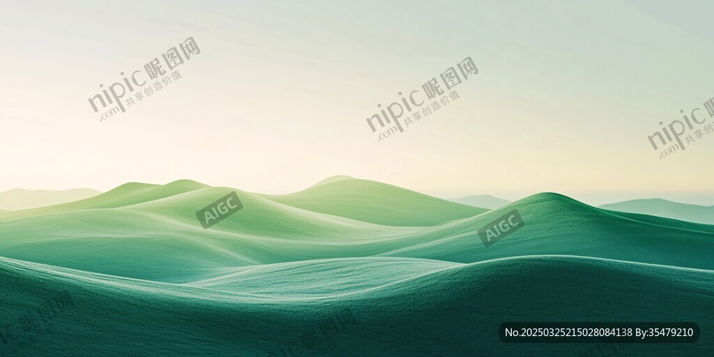 翠绿山峦梦幻自然景观