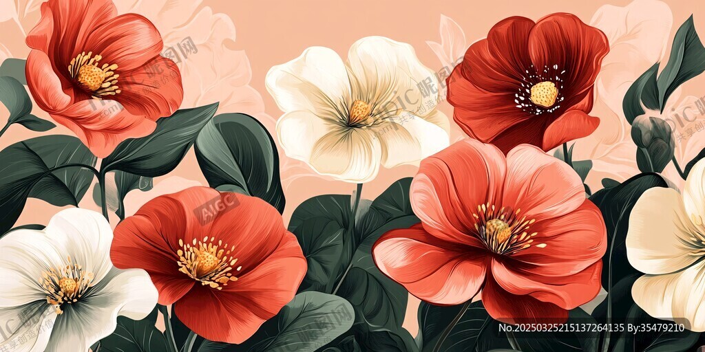 绚丽多彩花卉插画
