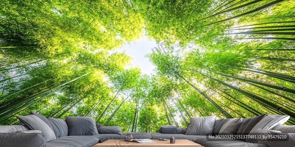 竹林客厅背景 清新自然风