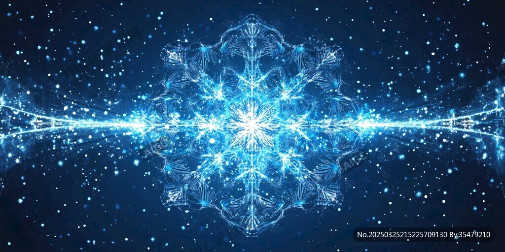 梦幻蓝色雪花光效背景图