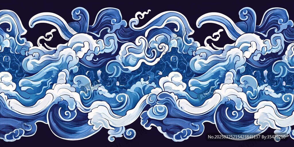 中式传统海浪纹图案设计
