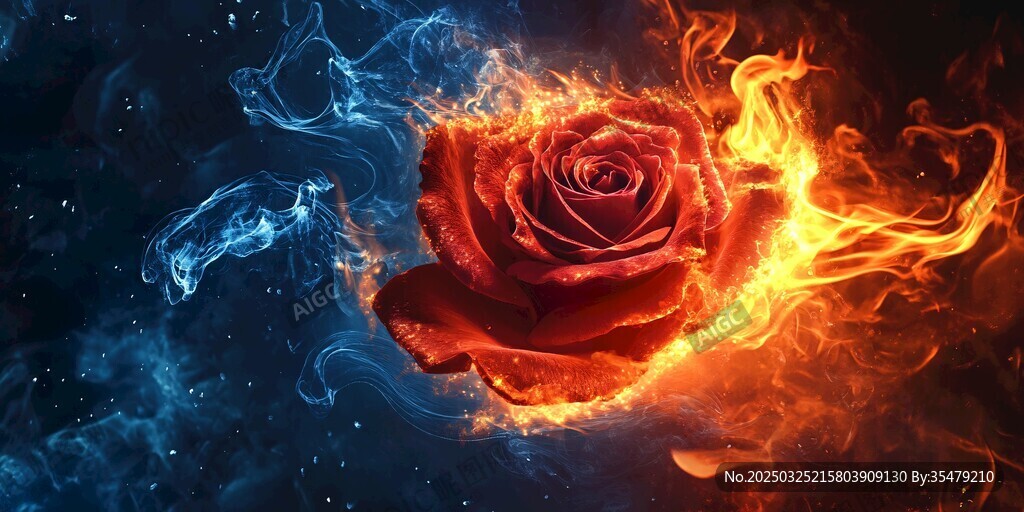 火焰玫瑰 冰火交织的奇幻之美