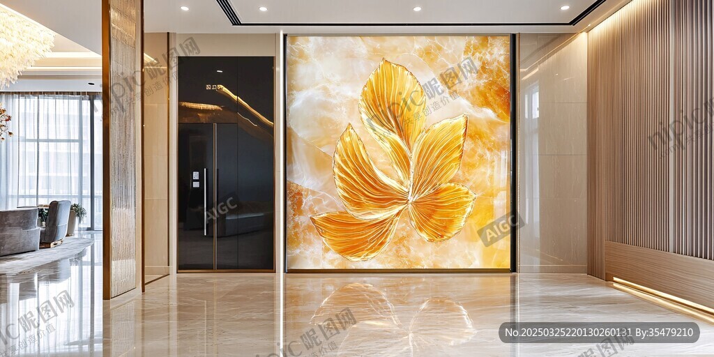 金色枫叶玄关装饰画场景