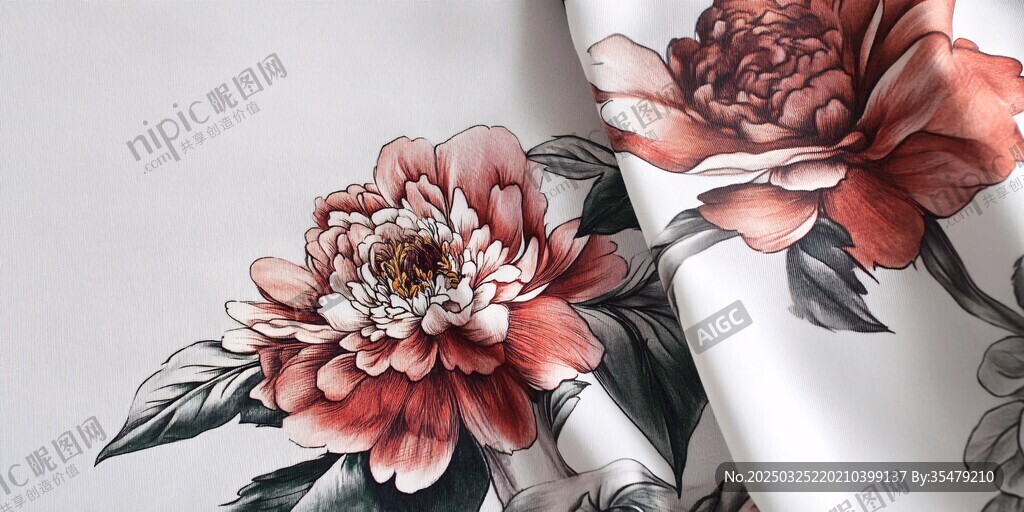 花卉图案布料特写