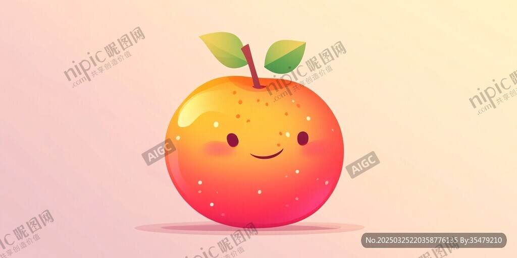 可爱笑脸苹果插画