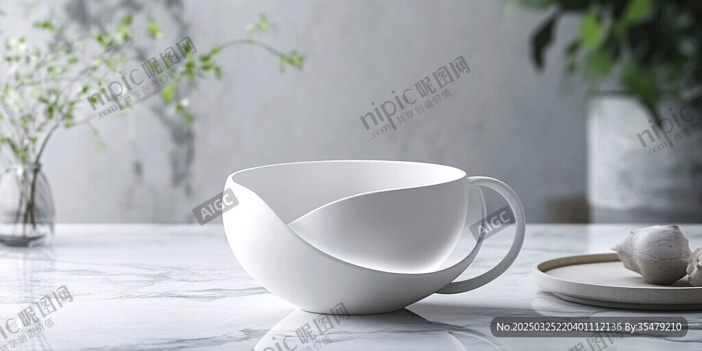 简约白色创意陶瓷杯