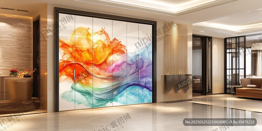 绚丽彩墨艺术玄关装饰画