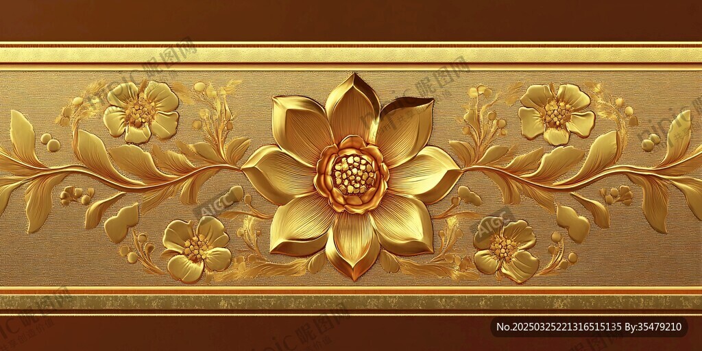 金色花卉浮雕装饰图案