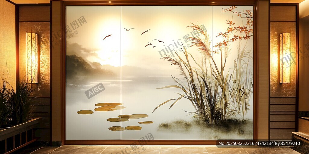 中式山水意境玄关装饰画