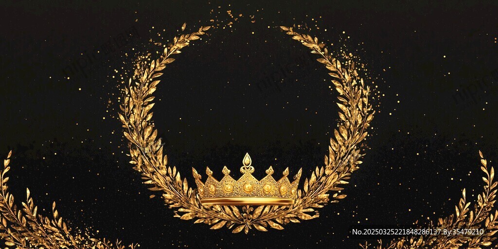 金色皇冠花环奢华背景图