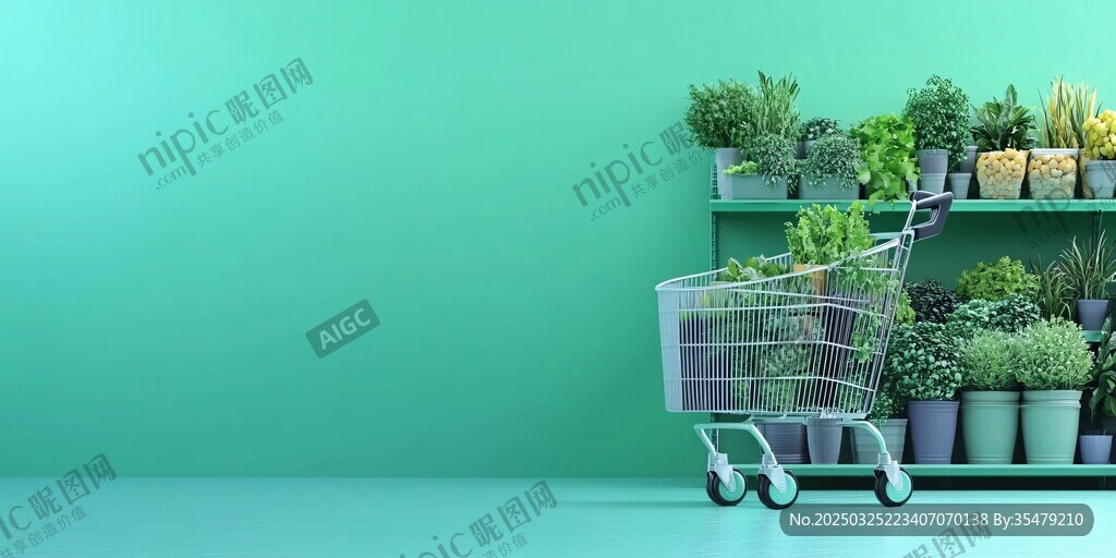 绿植购物车 清新室内景致