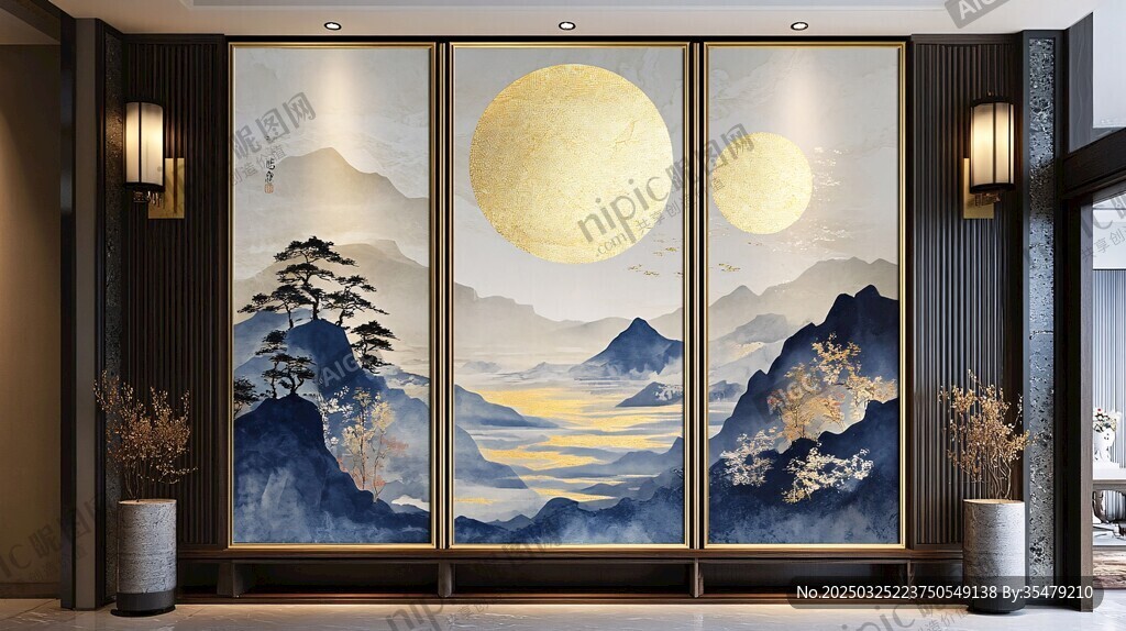 中式山水屏风 雅致空间美学