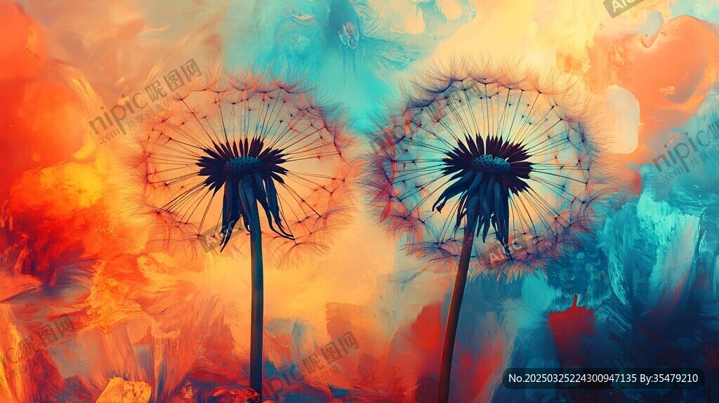 梦幻双生蒲公英绚丽图景