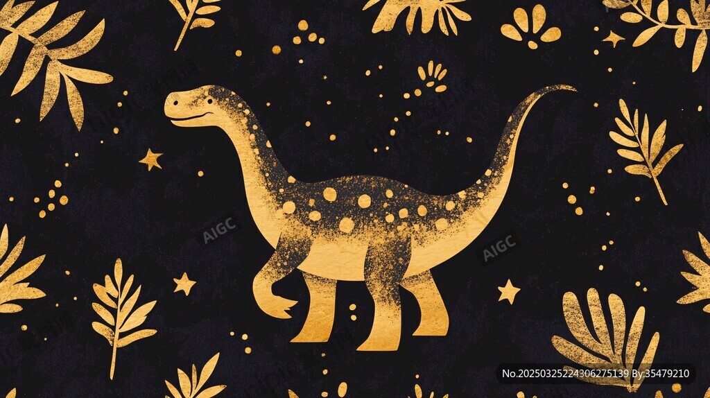 金色恐龙在星叶间漫步