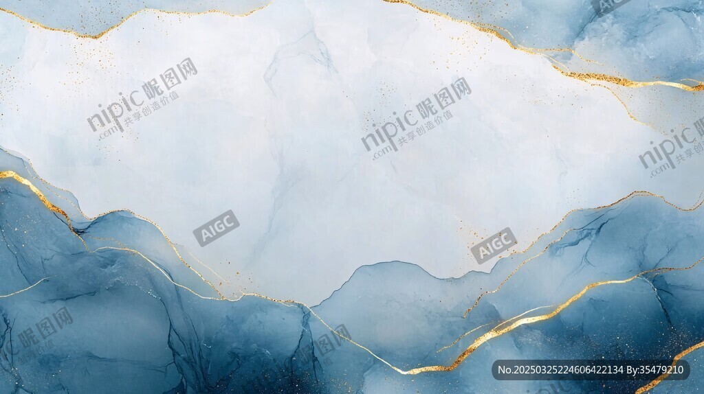 蓝金大理石纹理背景图