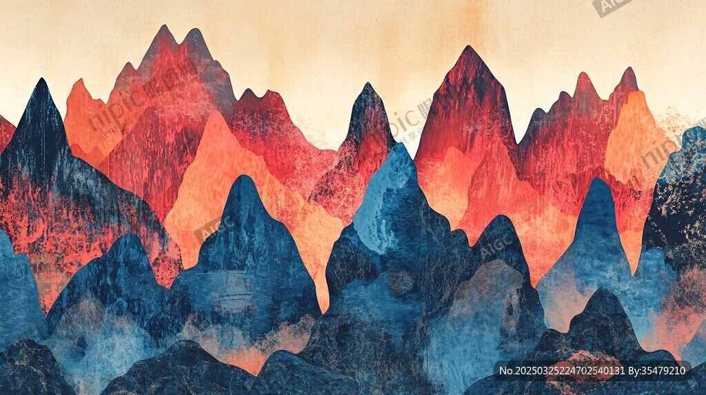 梦幻多彩山峦风景图
