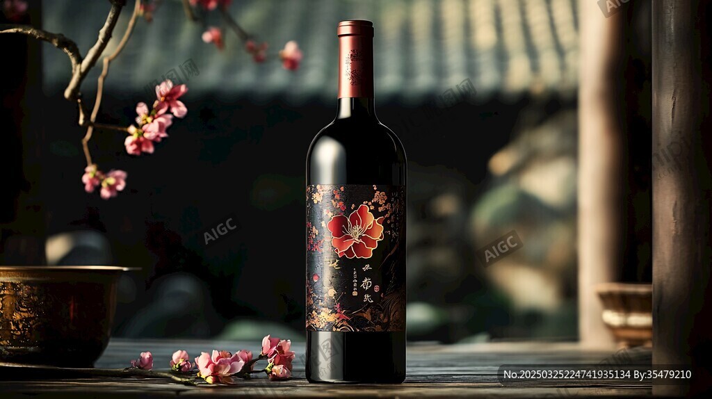 中式风情的精美红酒瓶
