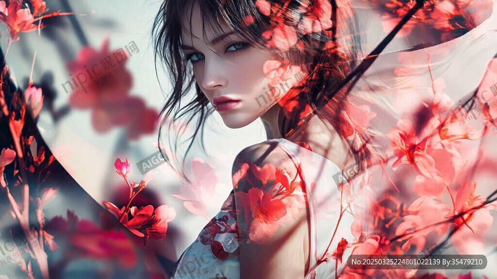 花中少女的梦幻诗意瞬间