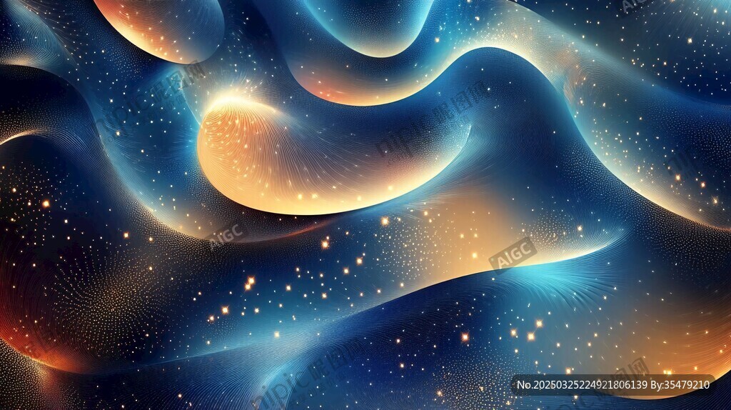 梦幻星空波浪抽象背景图
