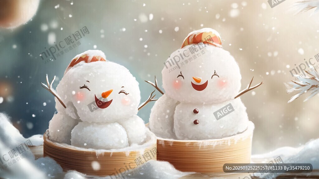 可爱雪人乐在冰雪世界