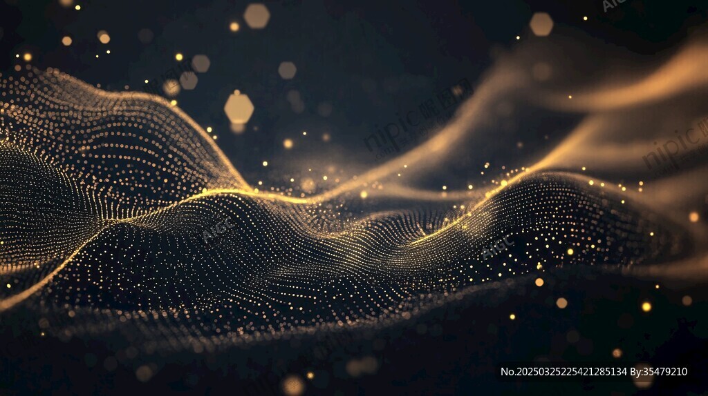 金色粒子波浪 科幻背景