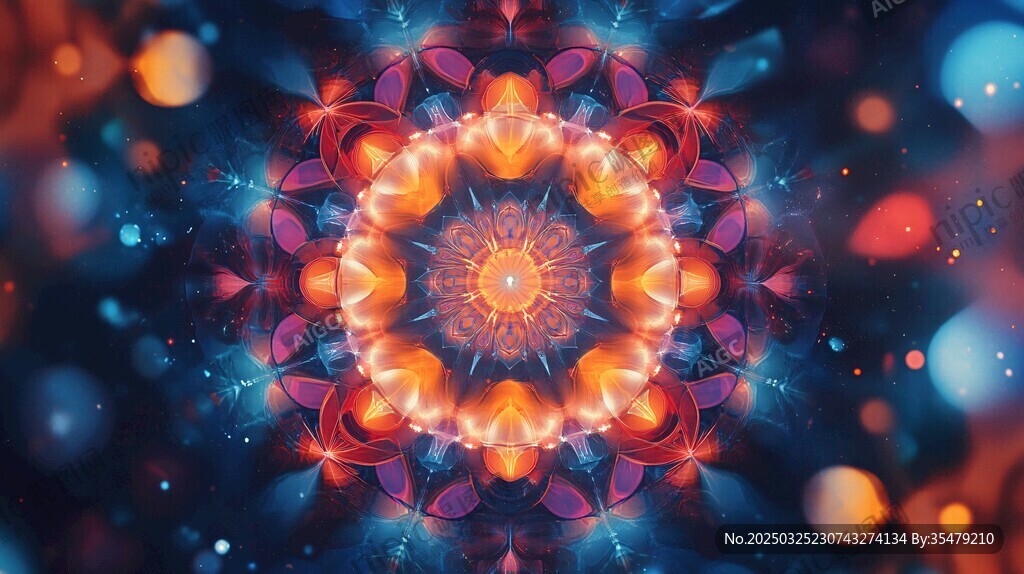 梦幻炫彩曼陀罗图案