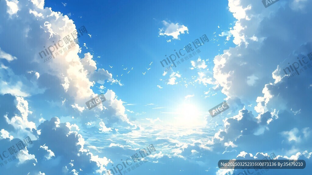 梦幻蓝天与蓬松云朵