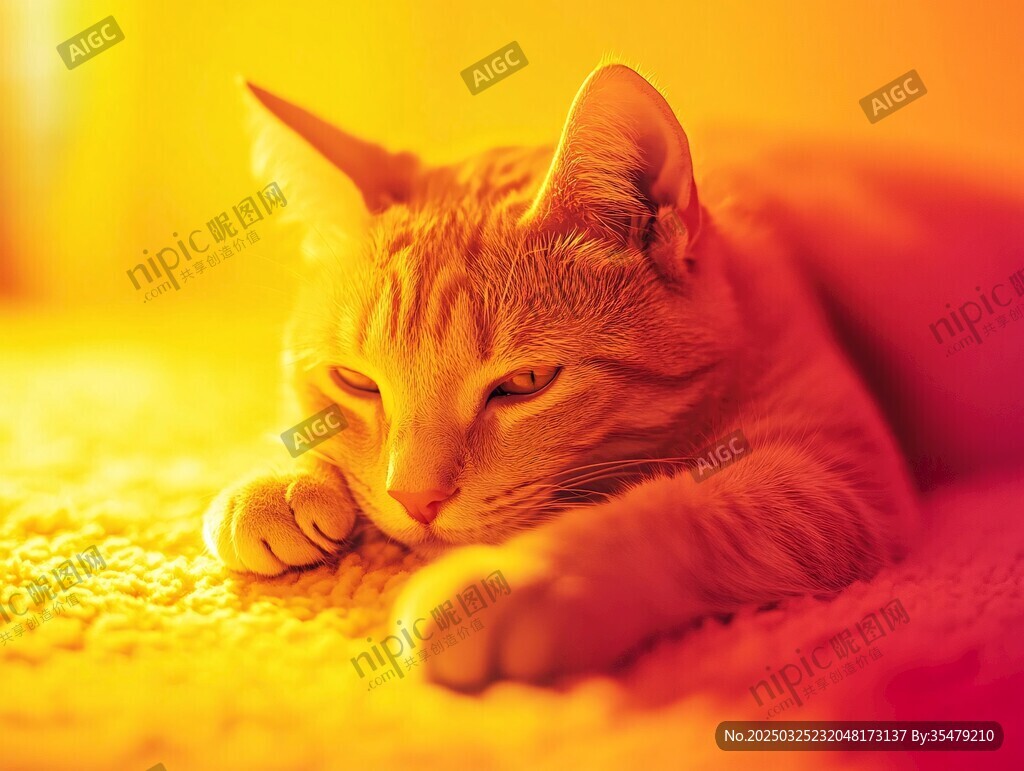 慵懒橘猫沐浴温暖阳光