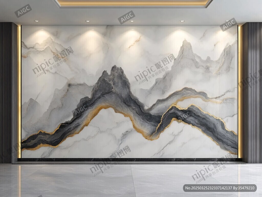 水墨山峦电视背景墙设计