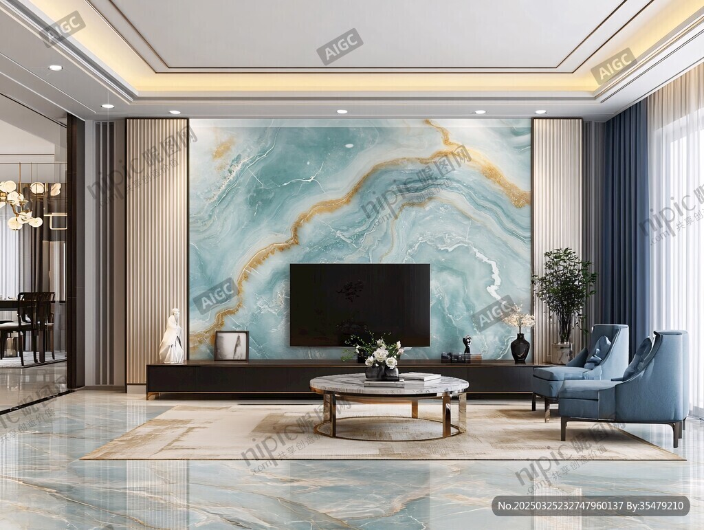 现代轻奢风客厅电视背景墙