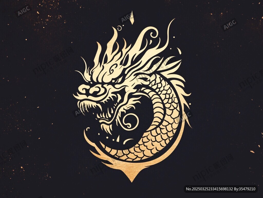 金色龙首图案