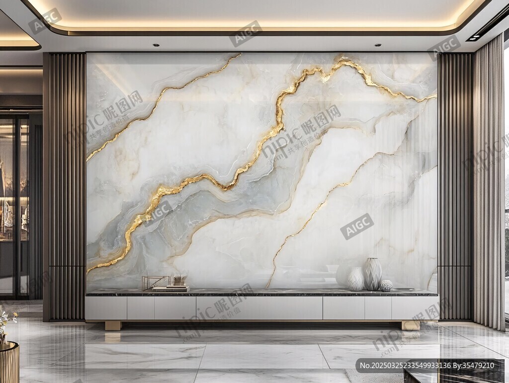 奢华大理石客厅电视背景墙