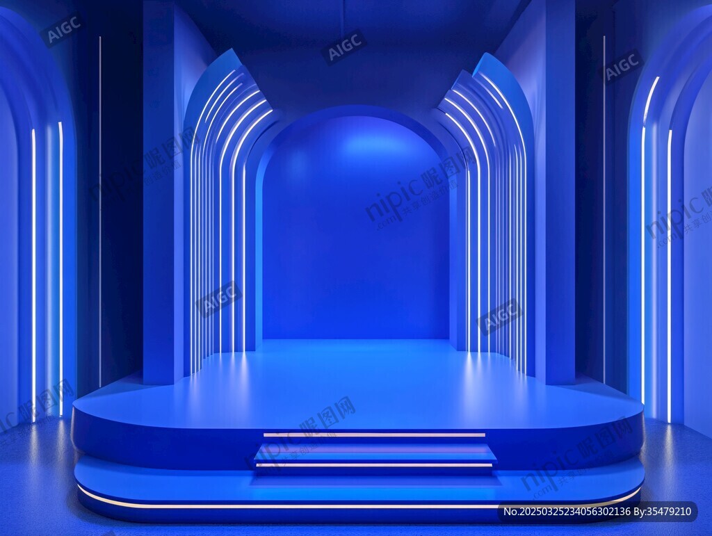 蓝色梦幻科技感展示舞台