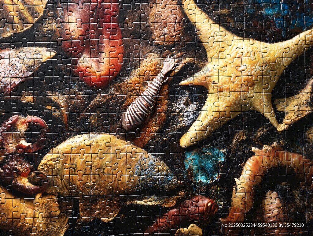 海洋生物拼图艺术展示