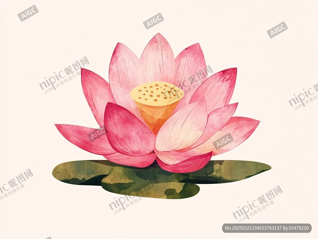 粉色荷花插画