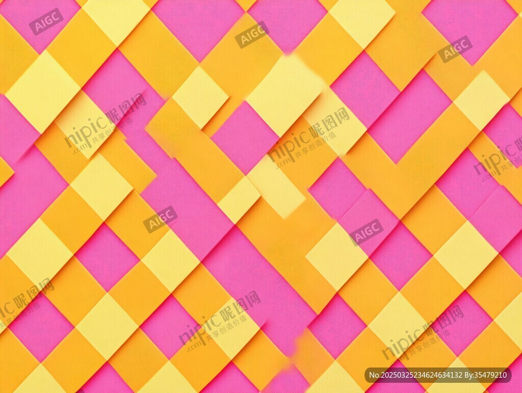 粉黄交错的几何方块图案