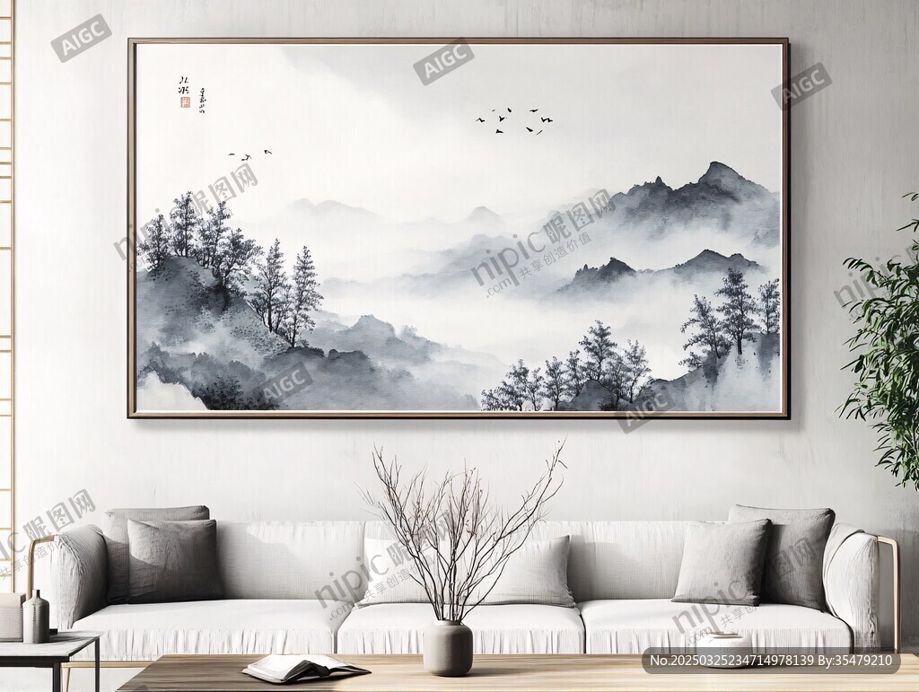 中式山水挂画 客厅雅致风景