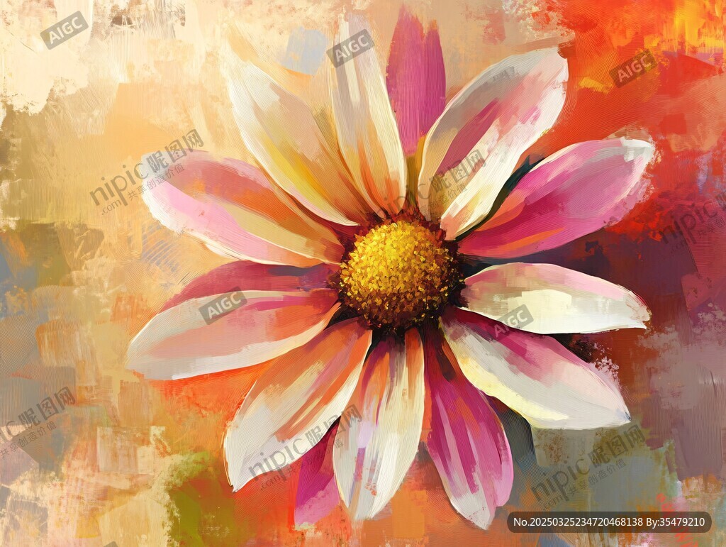 绚丽多彩的单朵花卉画作