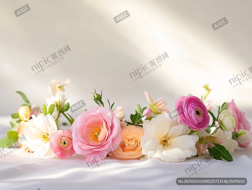 柔美花卉组合展现自然之美