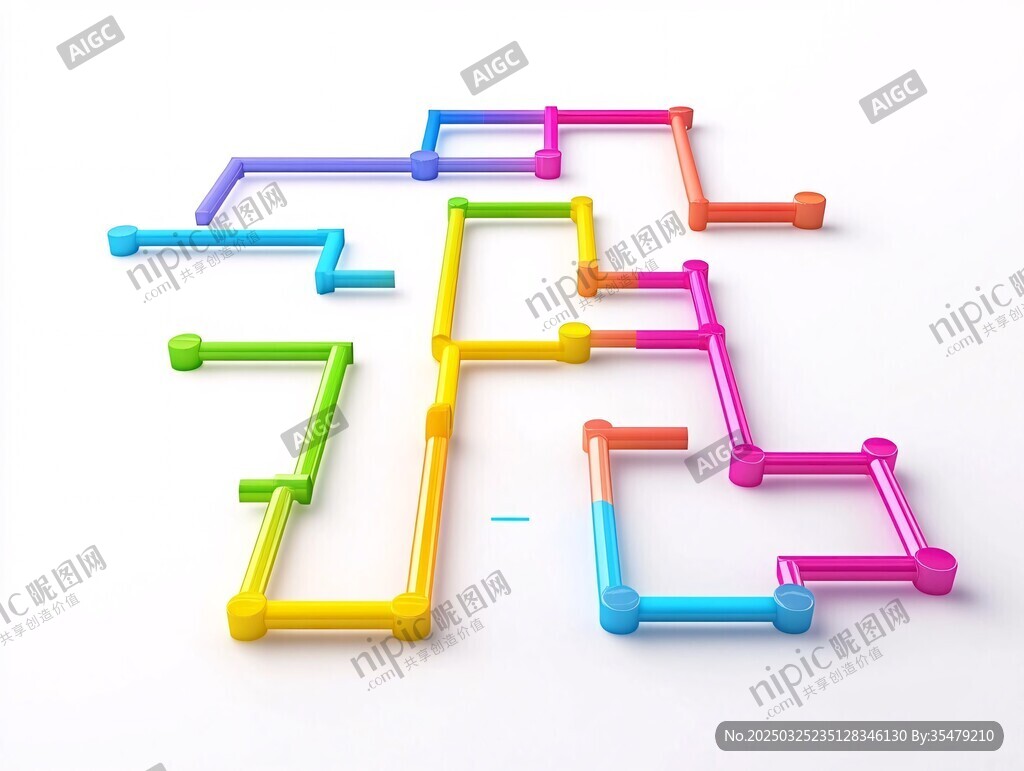 多彩管道玩具创意拼接图