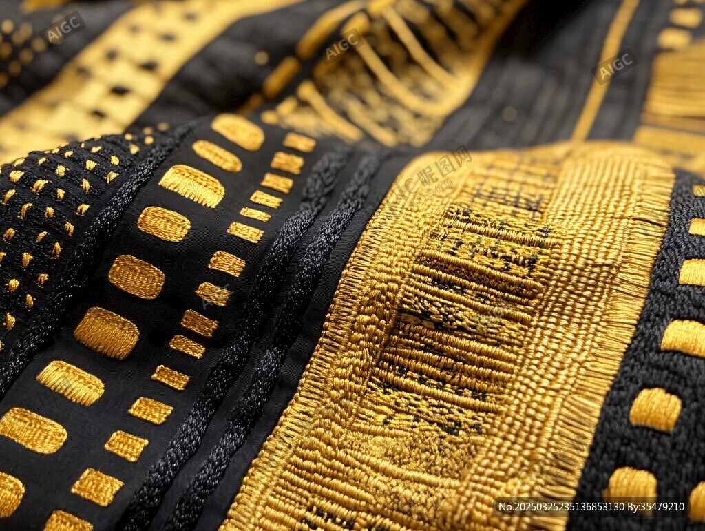 黑金交织的精美织物纹理