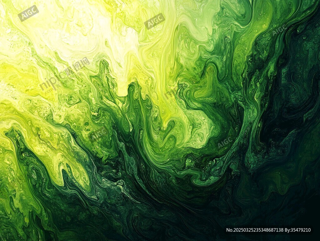梦幻绿调流体艺术纹理