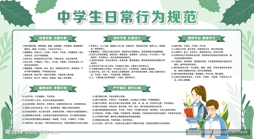 中学生日常行为规范宣传栏