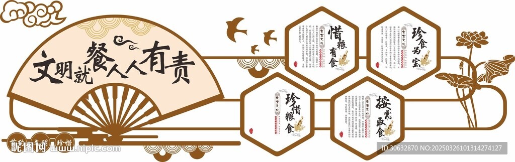 扇形珍惜粮食文化墙