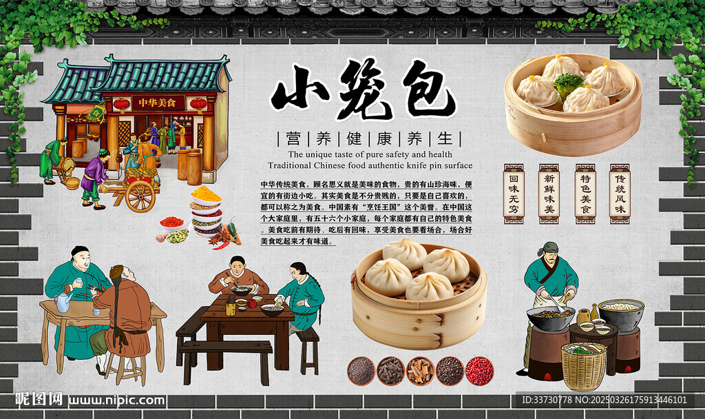 小笼包背景墙