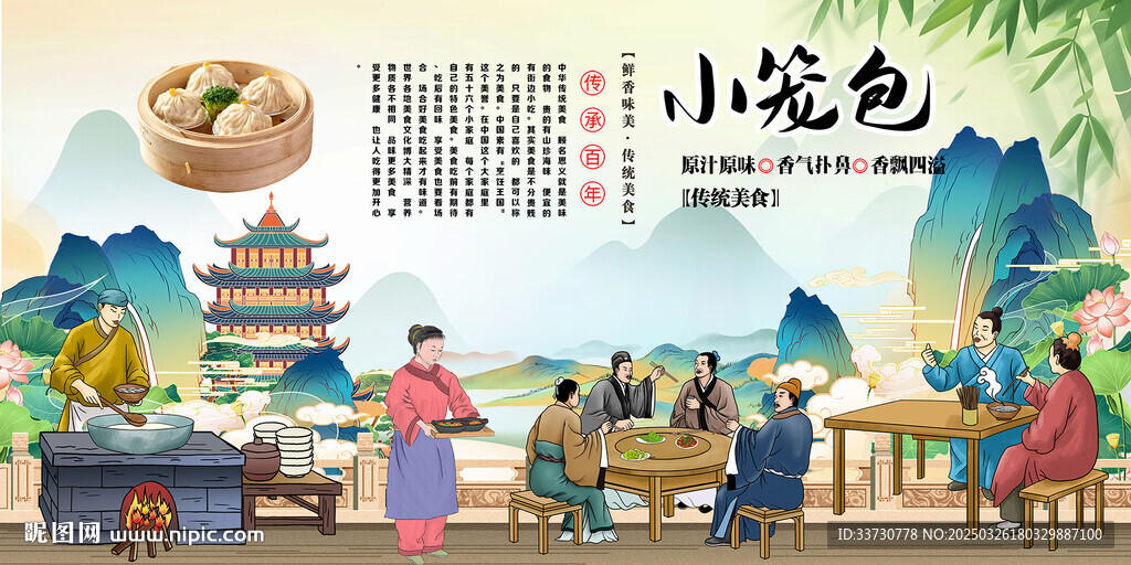 小笼包背景墙