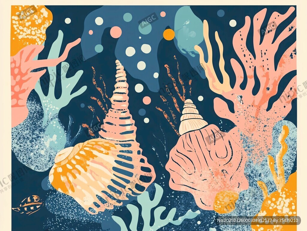 梦幻海底的多彩贝壳珊瑚