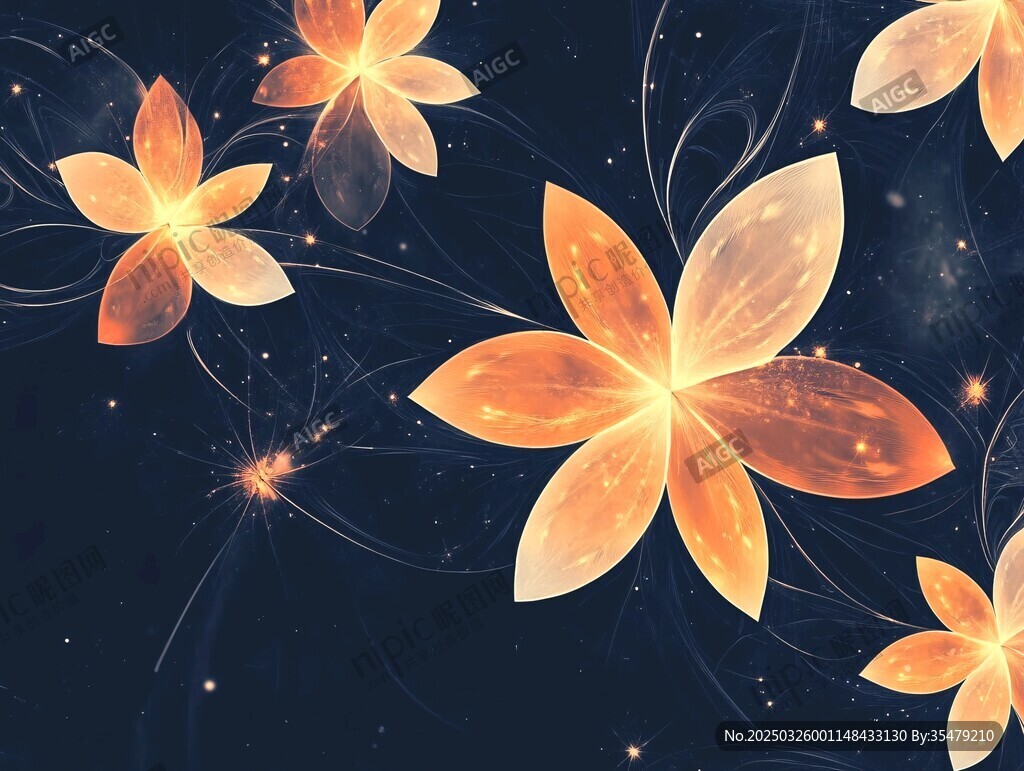 梦幻夜光花朵星空背景图
