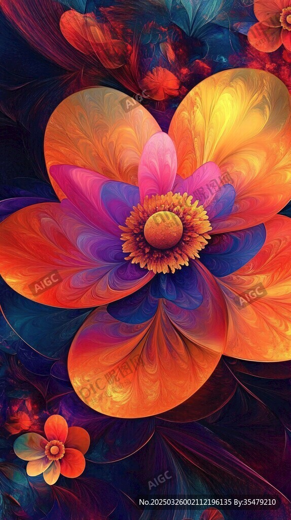梦幻绚丽花朵抽象艺术图