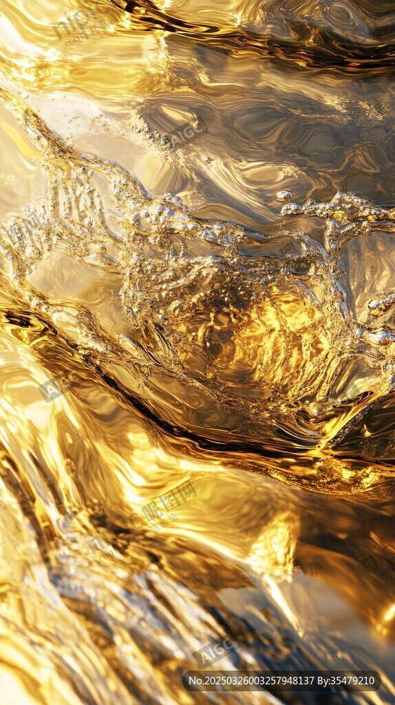 金色水波纹理特写